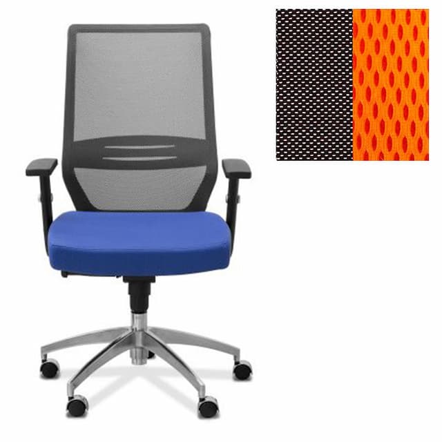 Офисное кресло для персонала Юнитекс Aero сетка/ткань TW черная/оранжевая