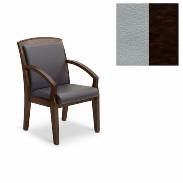 Кресло Юнитекс Граф для посетителя экокожа премиум светло-серая CN1132/дерево-венге