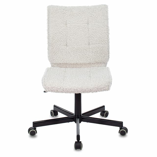 Кресло Бюрократ СН-330М молочный экомех крестов. металл черный