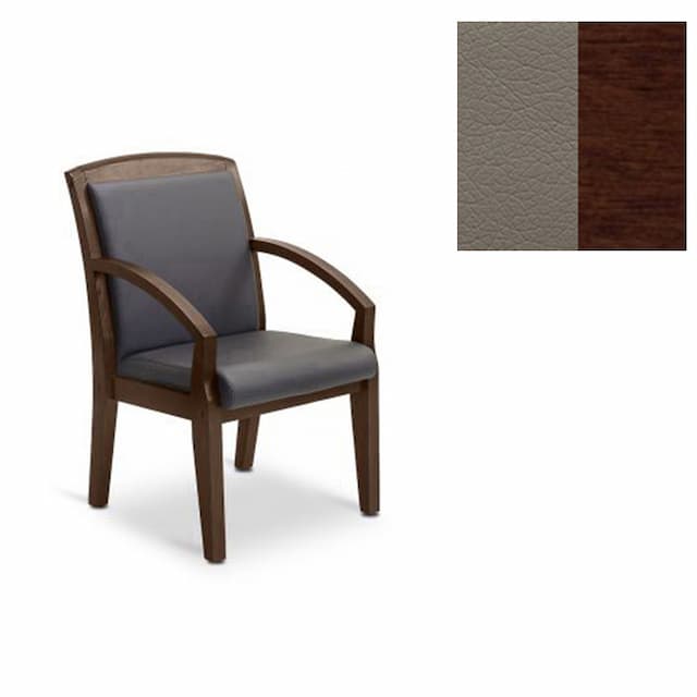 Кресло Юнитекс Граф для посетителя экокожа премиум серо-коричневая CN6/дерево-орех гамильтон